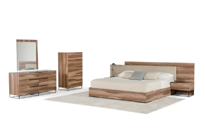 Picture of Nova Domus Matteo Italian Modern Walnut & Fabric Bedroom Set