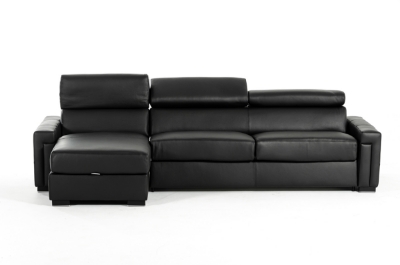 Picture of Lamod Italia Sacha - Modern Black Leather Reversible Sectional Sofa Bed with Storage