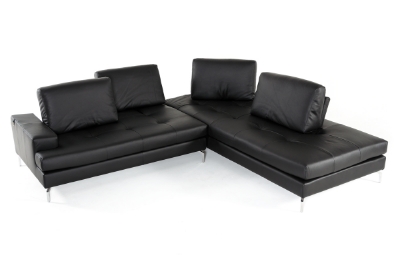 Picture of Lamod Italia Voyager - Modern Black Leather Right Facing Sectional Sofa