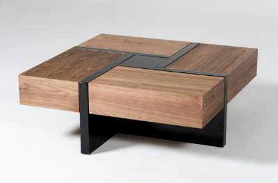 Picture of Modrest Makai Modern Walnut & Black Square Coffee Table