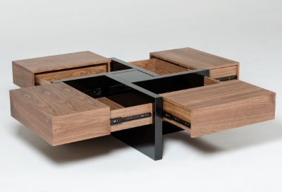 Picture of Modrest Makai Modern Walnut & Black Square Coffee Table