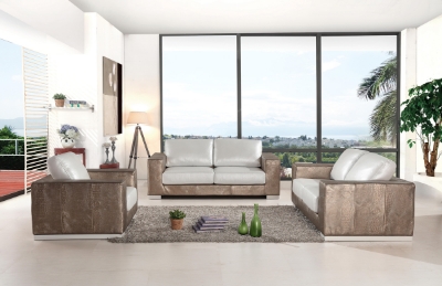 Picture of Divani Casa Cordova Modern Bronze & White Leather Sofa Set