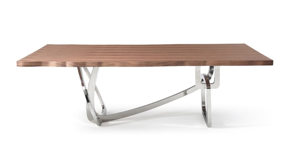 Picture of Modrest Addy Modern Walnut & Stainless Steel Dining Table