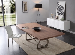 Picture of Modrest Addy Modern Walnut & Stainless Steel Dining Table