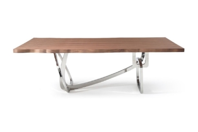 Picture of Modrest Addy Modern Walnut & Stainless Steel Dining Table