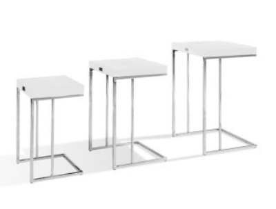 Picture of A&X Amelia - Modern White Crocodile Lacquer End Table Set