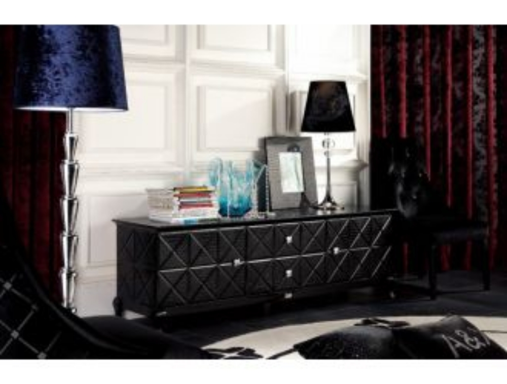 Picture of A&X Monte Cristo Black Crocodile Lacquer TV Stand