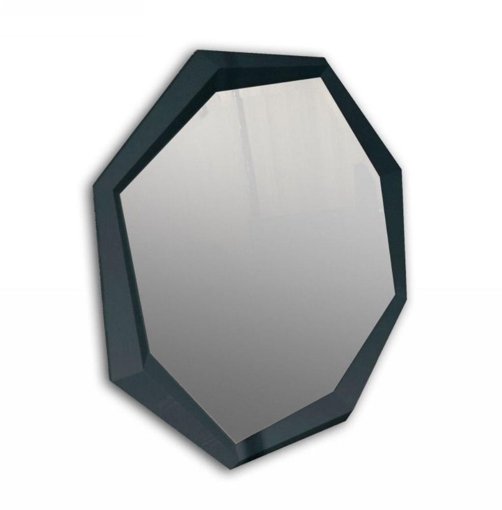 Picture of A&X Octagon Modern Black Crocodile Lacquer Mirror