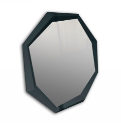 Picture of A&X Octagon Modern Black Crocodile Lacquer Mirror