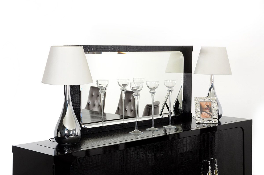 Picture of Baccarat Transitional Black Crocodile Lacquer Mirror 