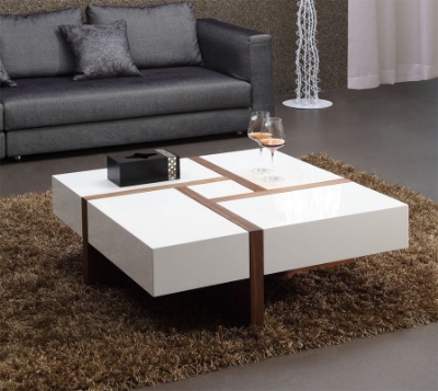 Picture of Modrest MH1316C Modern Walnut & White Square Coffee Table