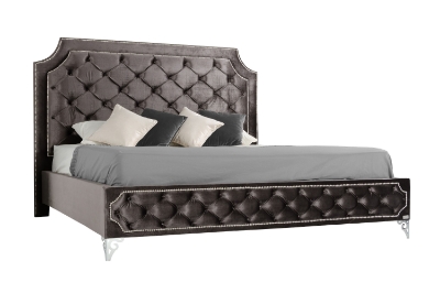 Picture of Eastern King Leilah Transitional Tufted Fabric Bed