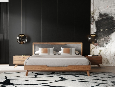 Picture of Eastern King Nova Domus Soria Modern Grey & Walnut Bed