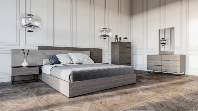 Picture of Queen Nova Nova Domus Enzo Italian Modern Grey Oak & Fabric Bedroom Set