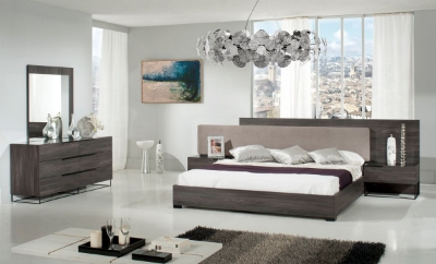 Picture of Eastern King Nova Domus Enzo Italian Modern Grey Oak & Fabric Bed w/ Nightstands