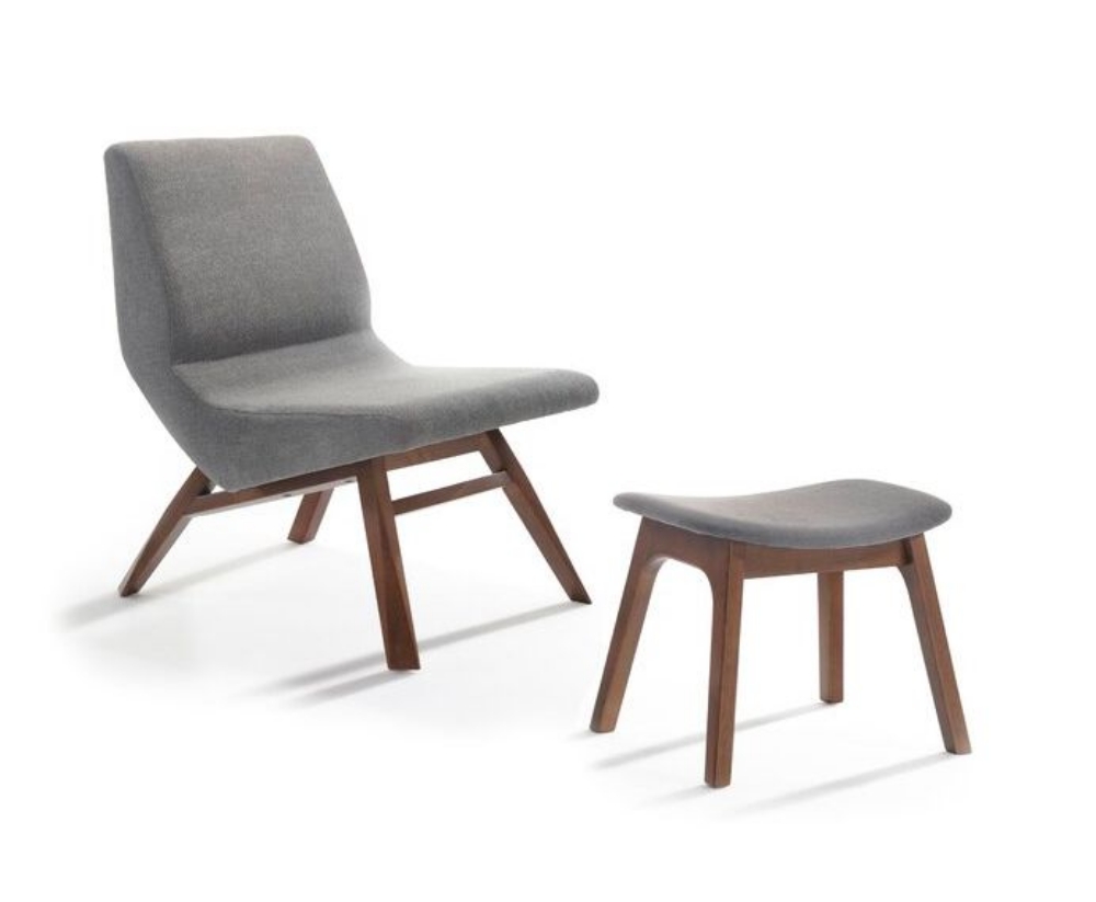 Picture of Modrest Whitney Modern Grey & Walnut Accent Chair & Ottoman