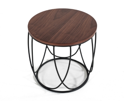 Picture of Modrest Strang Modern Walnut & Black Round End Table