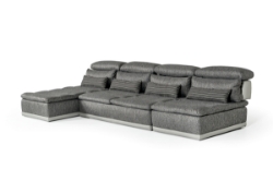 Picture of David Ferrari Panorama - Italian Modern Grey Fabric + Grey Leather Modular Sectional Sofa