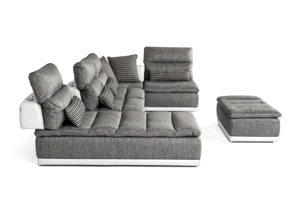 Picture of David Ferrari Panorama - Italian Modern Grey Fabric + White Leather Modular Sectional Sofa