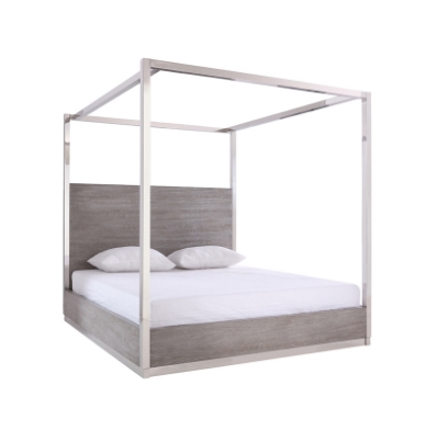 Picture of Modrest Arlene Modern Grey Elm & Stainless Steel Canopy Bed