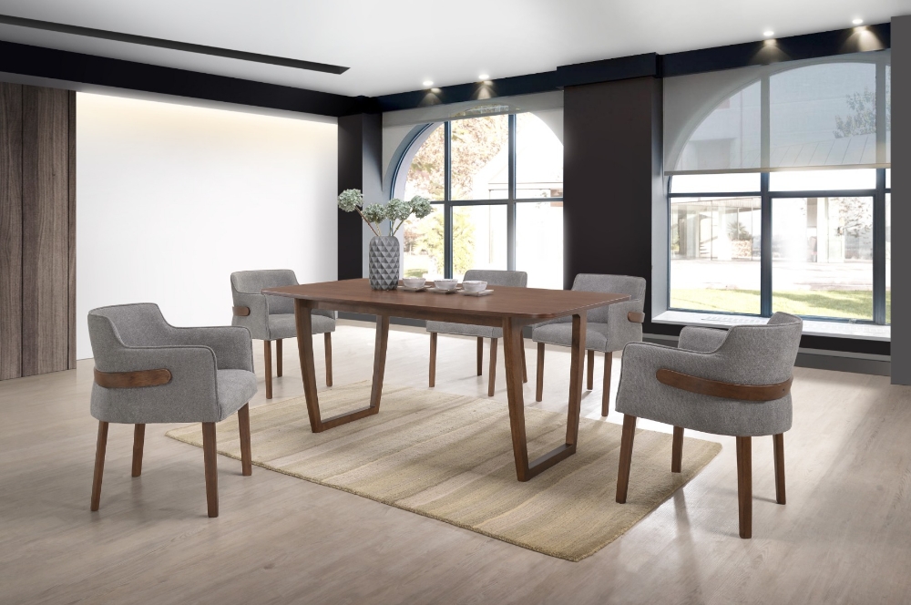 Picture of Modrest Jordan Modern Walnut & Grey Dining Set