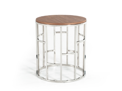 Picture of Modrest Silvia Modern Walnut & Stainless Steel End Table