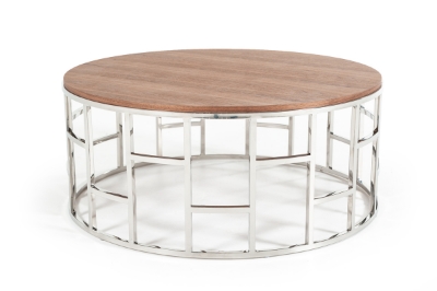 Picture of Modrest Silvia Modern Walnut & Stainless Steel Coffee Table