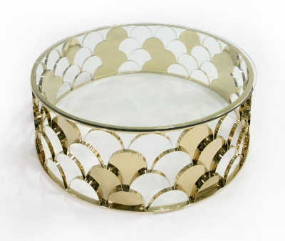 Picture of Modrest Javier Modern Glass & Gold Round Coffee Table