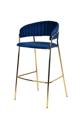 Picture of Modrest Brandy Modern Blue Fabric Bar Stool (Set of 2)