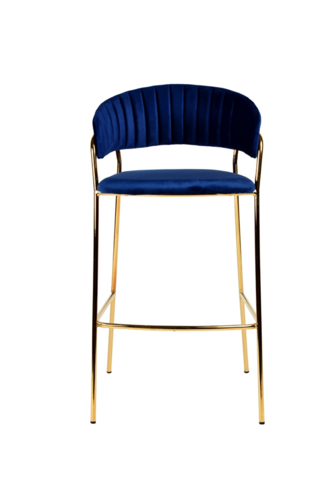 Picture of Modrest Brandy Modern Blue Fabric Bar Stool (Set of 2)