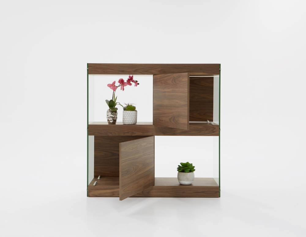 Picture of Modrest Aura Modern Walnut & Glass Square Cabinet