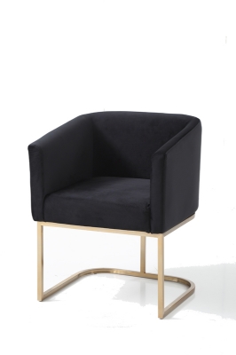 Picture of Modrest Yukon Modern Black Velvet & Gold Dining Chair