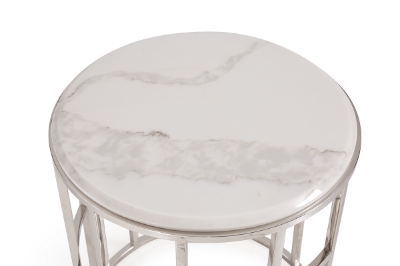 Picture of Modrest Silvan Modern Marble & Stainless Steel End Table