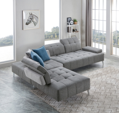 Picture of Divani Casa Nash - Modern Grey Fabric Sectional Sofa Adjustable Backrest