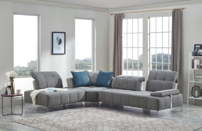 Picture of Divani Casa Nash - Modern Grey Fabric Sectional Sofa Adjustable Backrest