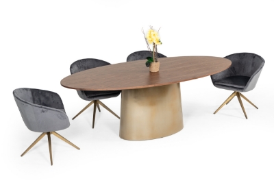 Picture of Modrest Yara Modern Grey Velvet & Bronze Dining Chair