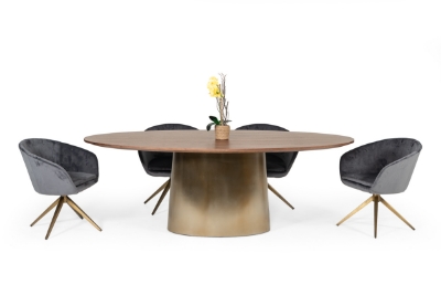 Picture of Modrest Yara Modern Grey Velvet & Bronze Dining Chair