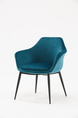 Picture of Modrest Wilson Modern Teal Velvet & Black Dining Chair