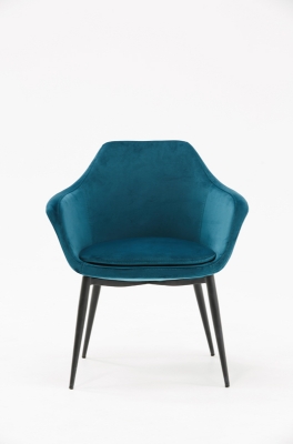 Picture of Modrest Wilson Modern Teal Velvet & Black Dining Chair