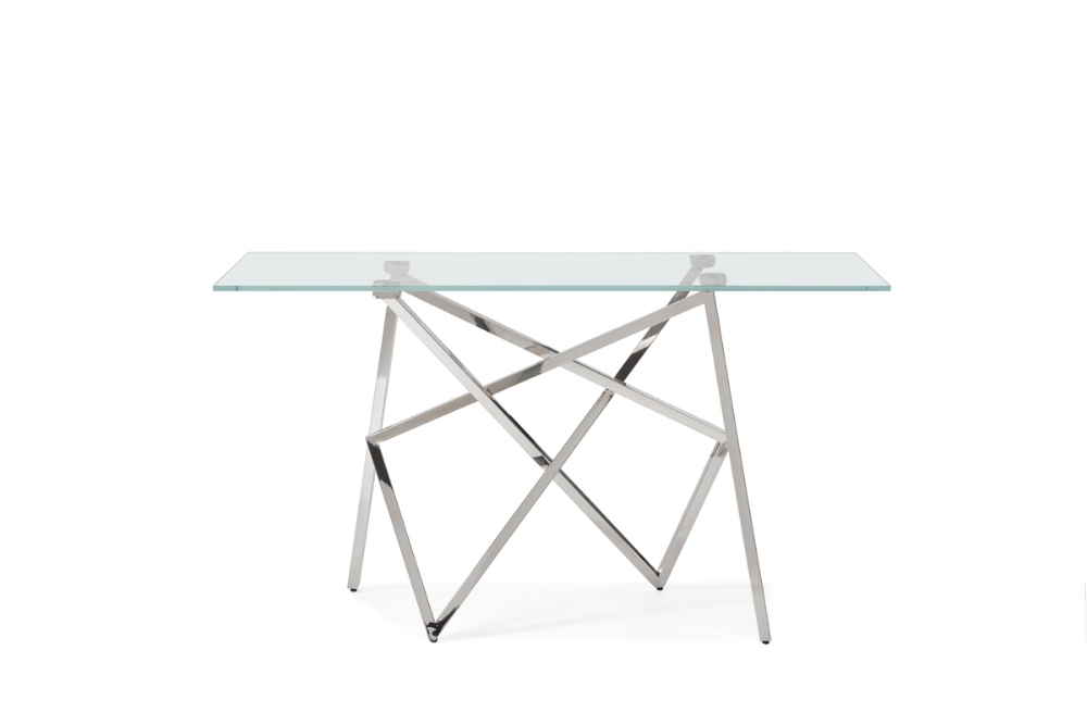 Picture of Modrest Hawkins Modern Glass & Stainless Steel Console Table