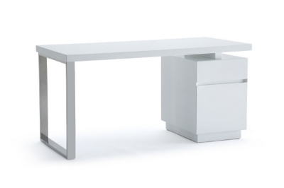 Picture of Modrest Carson Modern White & Stainless Steel Office Desk