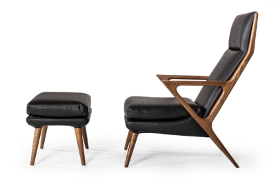 Picture of Modrest Fulton Modern Black Lounge Chair & Ottoman