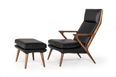 Picture of Modrest Fulton Modern Black Lounge Chair & Ottoman