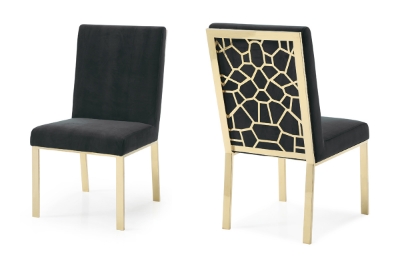 Picture of Modrest Reba Modern Black Velvet & Gold Dining Chair (Set of 2)