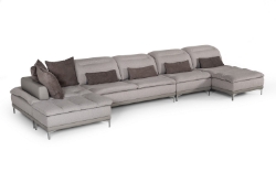 Picture of David Ferrari Horizon - Modern Grey Fabric + Grey Leather U Shaped Sectional Sofa