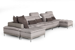 Picture of David Ferrari Horizon - Modern Grey Fabric + Grey Leather U Shaped Sectional Sofa