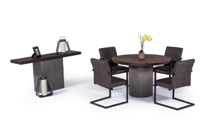 Picture of Modrest Renzo Modern Round Oak & Concrete Dining Table