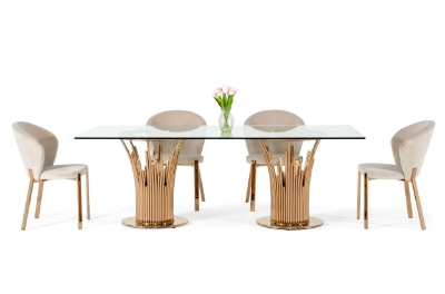 Picture of Modrest Paxton Modern Glass & Rosegold Dining Table