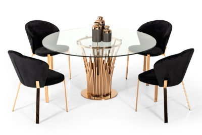 Picture of Modrest Paxton Modern Round Glass & Rosegold Dining Table