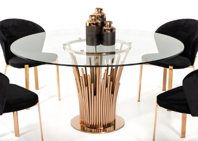 Picture of Modrest Paxton Modern Round Glass & Rosegold Dining Table